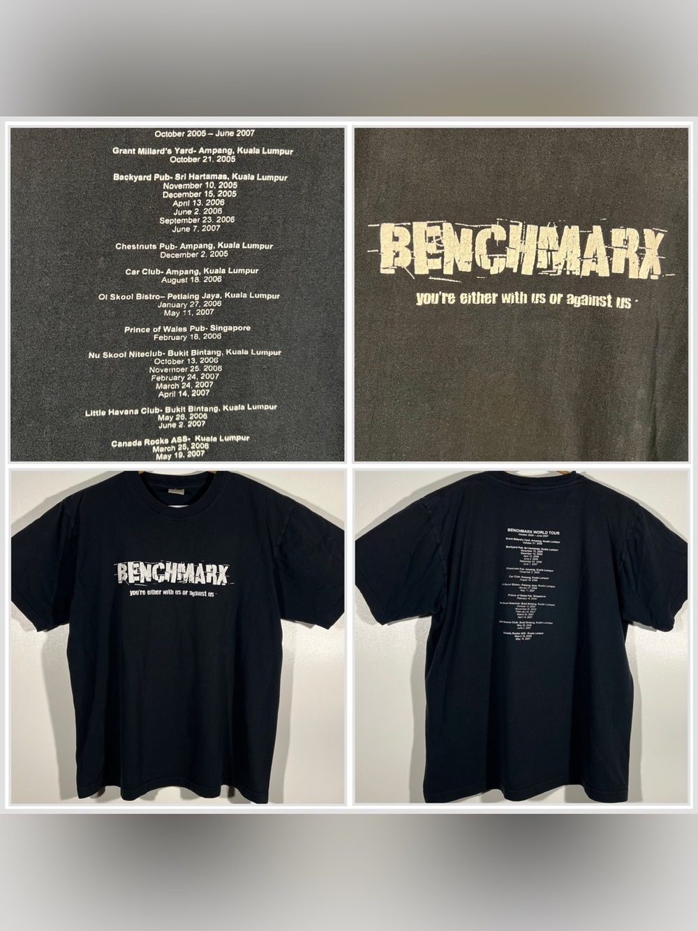 Vintage Y2K BENCHMARX “you're either with us or against us" Band Tour Tee Sz L